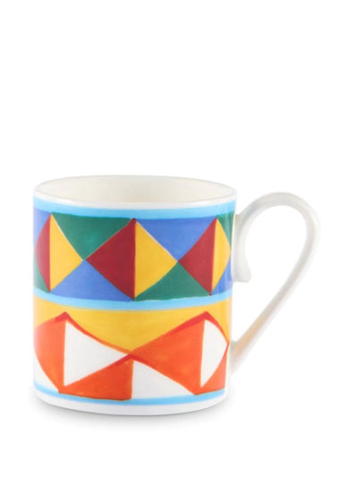 Shop Dolce & Gabbana Geometric-pattern Porcelain Espresso-set In Orange