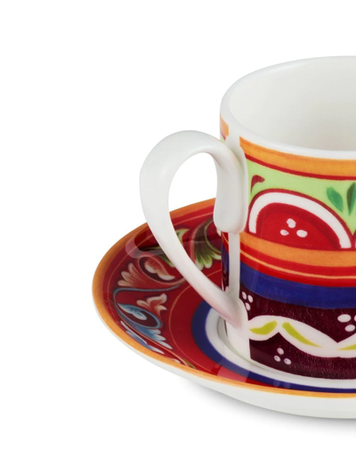 Dolce & Gabbana Geometric-pattern Porcelain Espresso-set In Rot