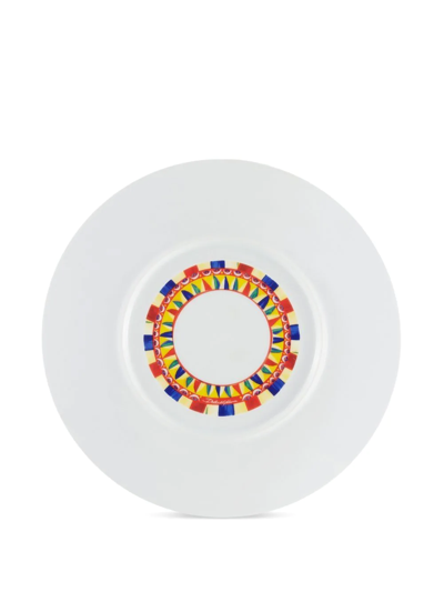 Shop Dolce & Gabbana Carretto-print Porcelain Platter In Red