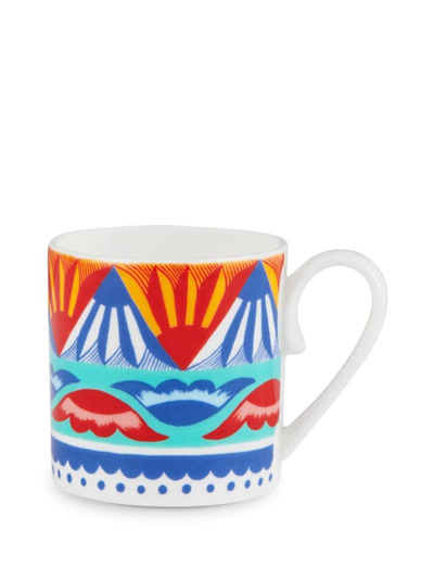 Dolce & Gabbana Geometric-pattern Porcelain Espresso-set In Blau