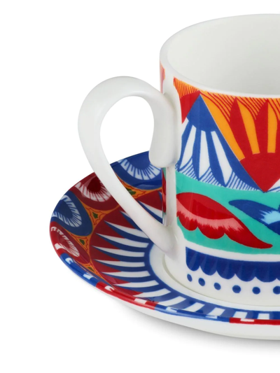 Dolce & Gabbana Geometric-pattern Porcelain Espresso-set In Blau