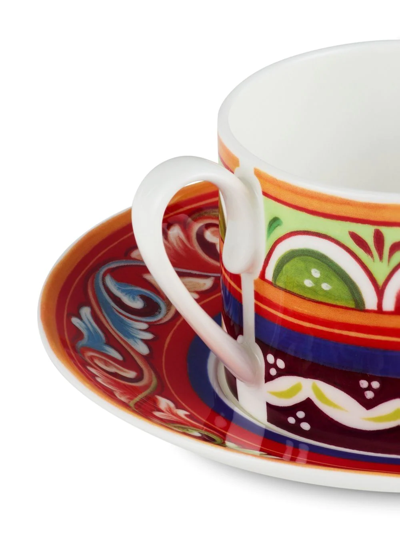 Dolce & Gabbana Geometric-pattern Porcelain Tea-set In Rot