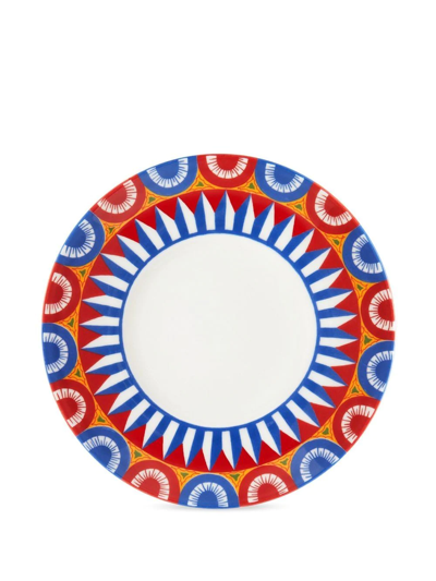 Dolce & Gabbana Geometric-pattern Porcelain Tea-set In Blau