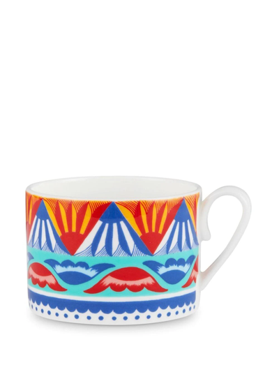 Dolce & Gabbana Geometric-pattern Porcelain Tea-set In Blau