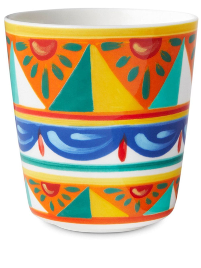 Shop Dolce & Gabbana Geometric-pattern Porcelain Glass In Orange