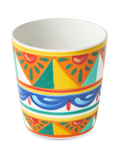 Shop Dolce & Gabbana Geometric-pattern Porcelain Glass In Orange