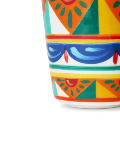 Shop Dolce & Gabbana Geometric-pattern Porcelain Glass In Orange