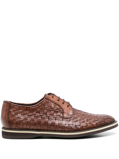 Shop Baldinini Interwoven-design Oxford Shoes In Brown