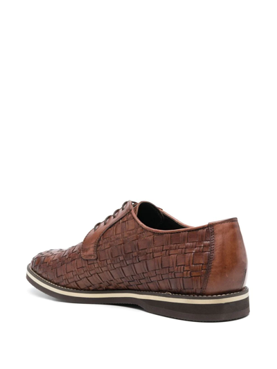 Shop Baldinini Interwoven-design Oxford Shoes In Brown