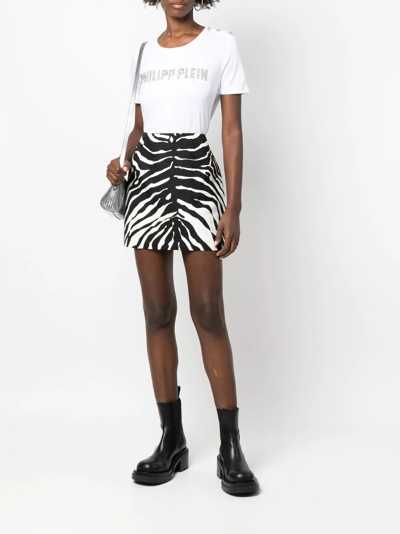 Philipp Plein Logo-embellished Short-sleeve T-shirt In Weiss