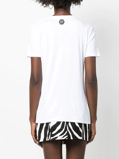 Shop Philipp Plein Logo-embellished Short-sleeve T-shirt In Weiss