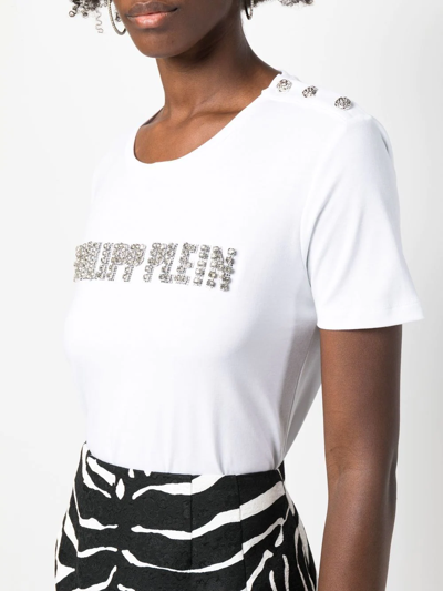 Shop Philipp Plein Logo-embellished Short-sleeve T-shirt In Weiss