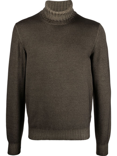 Shop Tagliatore Roll-neck Virgin-wool Jumper In Grün