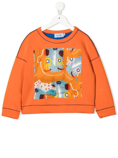 Shop Mi Mi Sol Graphic-print Stretch-jersey Sweatshirt In Orange