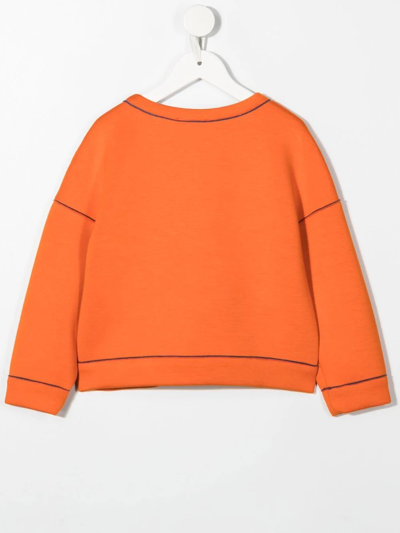 Shop Mi Mi Sol Graphic-print Stretch-jersey Sweatshirt In Orange