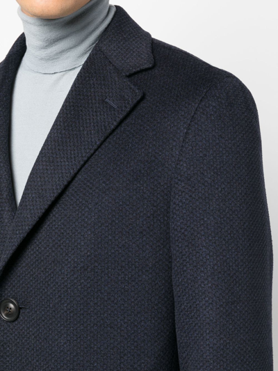 Shop Canali Single-breasted Cashmere Coat In Blau
