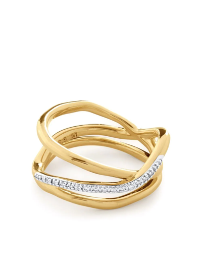 Shop Monica Vinader Riva Diamond Pre-stacked Ring In Gold