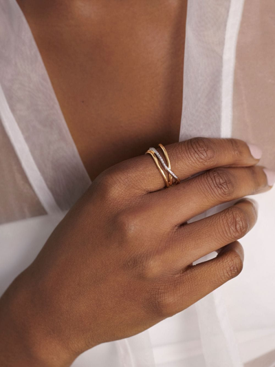 Shop Monica Vinader Riva Diamond Pre-stacked Ring In Gold