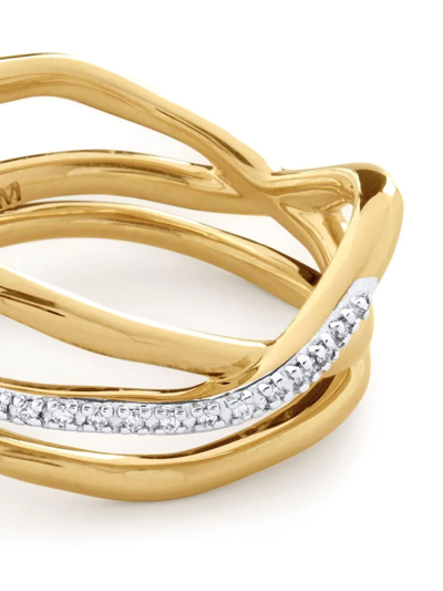 Shop Monica Vinader Riva Diamond Pre-stacked Ring In Gold