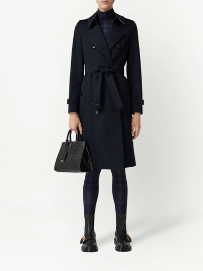 Shop Burberry Chelsea Heritage Double-breasted Trench Coat In Coal Blue