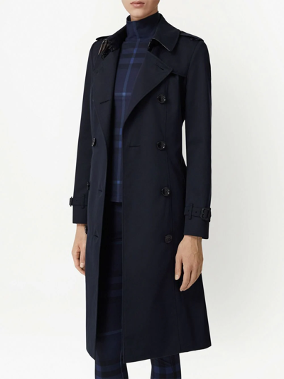 Shop Burberry Chelsea Heritage Double-breasted Trench Coat In Coal Blue
