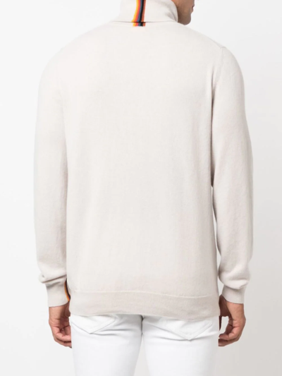 Shop Paul Smith Stripe-detail Roll Neck Sweater In Neutrals