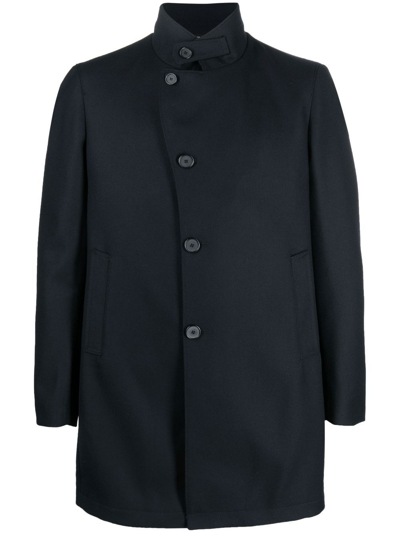 Tagliatore Asymmetric Button Fasten Coat In Blau