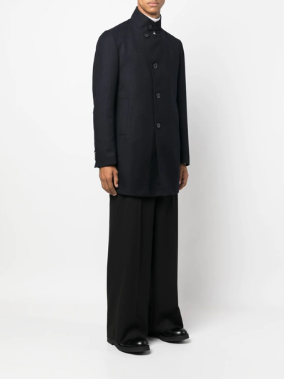 Tagliatore Asymmetric Button Fasten Coat In Blau