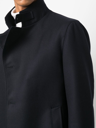 Tagliatore Asymmetric Button Fasten Coat In Blau