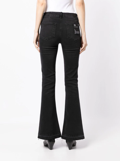 Shop Paige Loulou High-rise Flared Jeans In Black