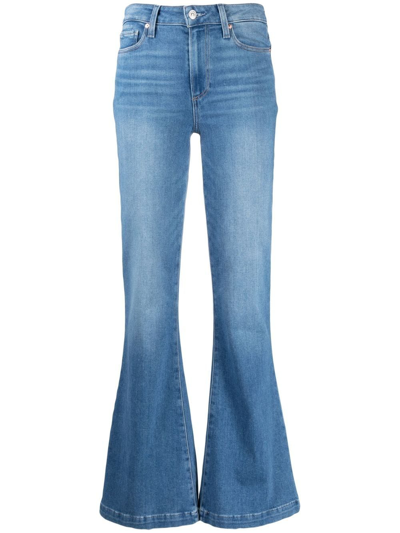 Shop Paige Genevieve 32" Flared Jeans In Blue