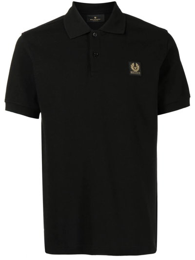 Shop Belstaff Logo-patch Cotton-piqué Polo Shirt In Black