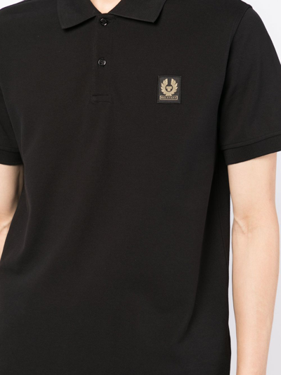 Shop Belstaff Logo-patch Cotton-piqué Polo Shirt In Black