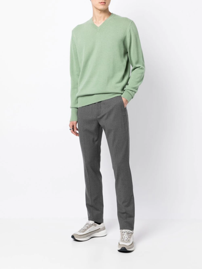 Shop Aspesi Tailored Tapered Wool-blend Trousers In Grey