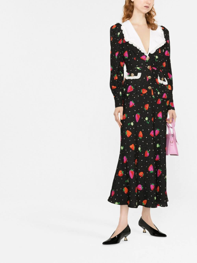 Shop Alessandra Rich Ruffle-collar Midi Dress In Schwarz