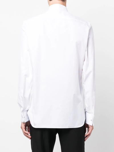 Shop Zegna Cotton Tuxedo Shirt In Weiss