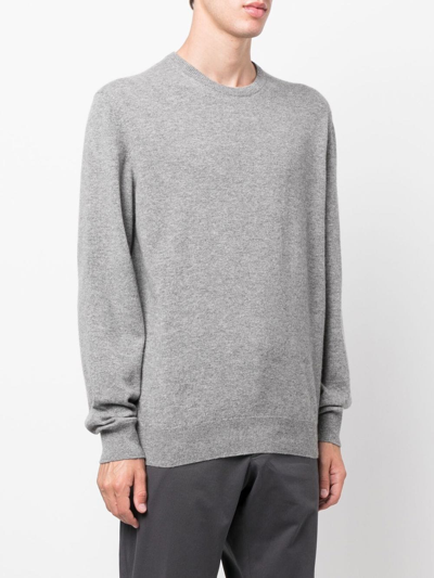 Shop Zegna Crew Neck Cashmere Sweater In Grau