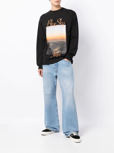 Shop Blue Sky Inn Photograph-print Cotton Long-sleeve T-shirt In Schwarz