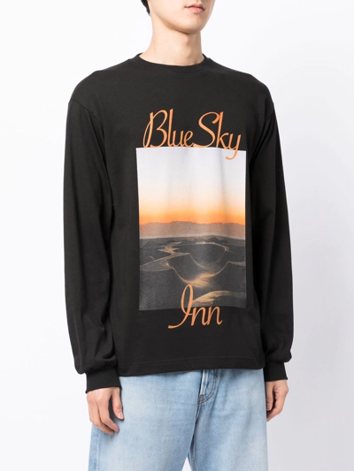 Shop Blue Sky Inn Photograph-print Cotton Long-sleeve T-shirt In Schwarz