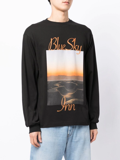 Blue Sky Inn Photograph-print Cotton Long-sleeve T-shirt In Schwarz