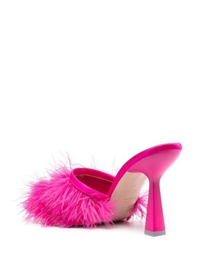 Shop Sebastian Milano Sebastian 110mm Feather-trim Sandals In Rosa