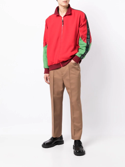 Shop Toga Virilis Colour-block Half-zip Jumper In Rot