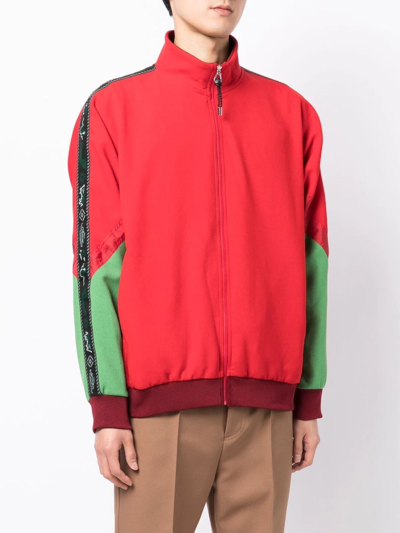 Shop Toga Virilis Colour-block Half-zip Jumper In Rot