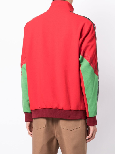 Shop Toga Virilis Colour-block Half-zip Jumper In Rot