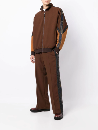 Toga Virilis Colour-block Zipped Sweater In Braun