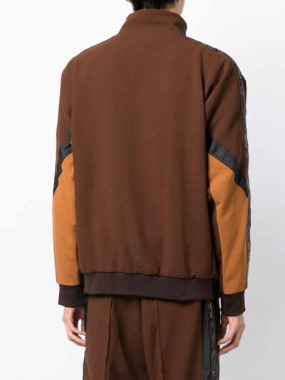 Shop Toga Virilis Colour-block Zipped Sweater In Braun