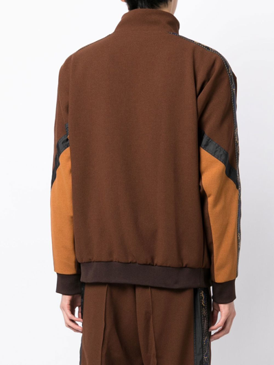 Toga Virilis Colour-block Zipped Sweater In Braun