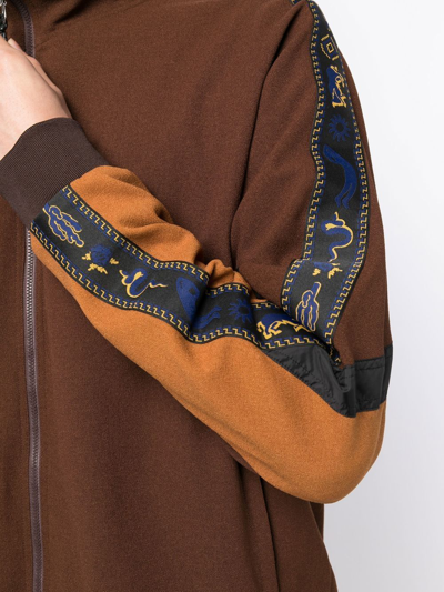 Toga Virilis Colour-block Zipped Sweater In Braun