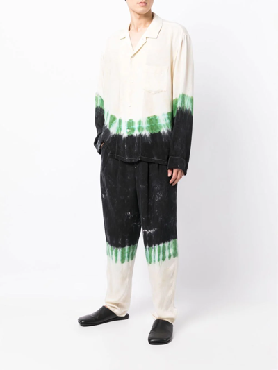 Shop Toga Virilis Tie-dye Print Straight-leg Trousers In Schwarz