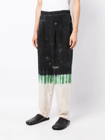 Shop Toga Virilis Tie-dye Print Straight-leg Trousers In Schwarz